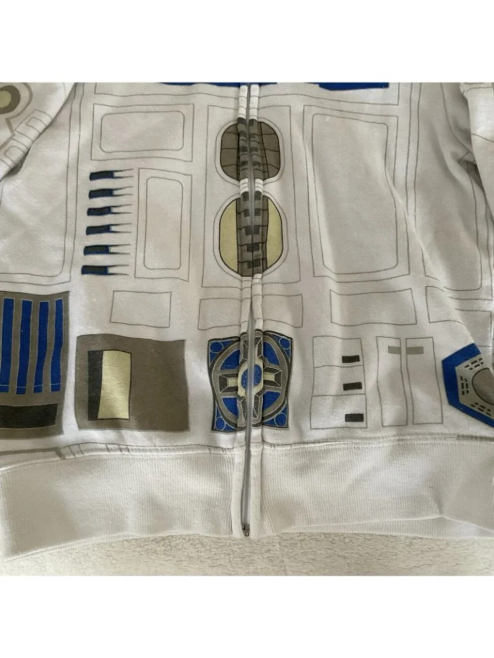 Star Wars R2-D2 Children’s Zip Up Hoodie Sweatshirt White Sz 7-8 Medium Disney